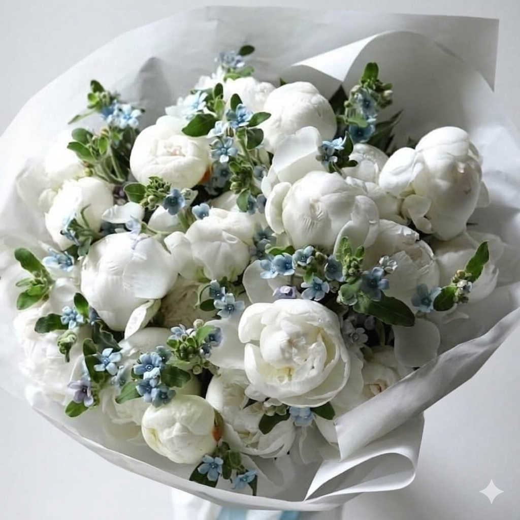 White Peonys with Oxypetalum