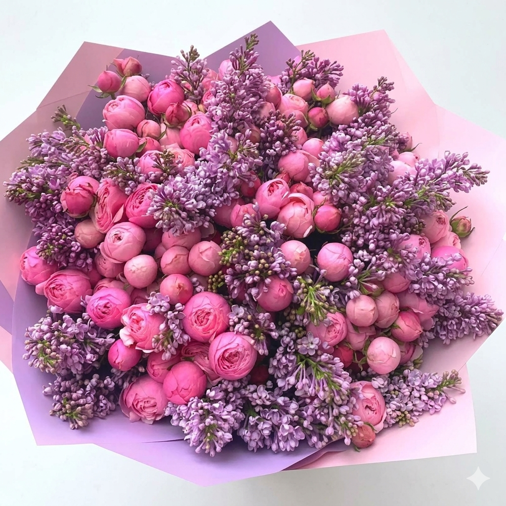 Peony Roses with Lillac