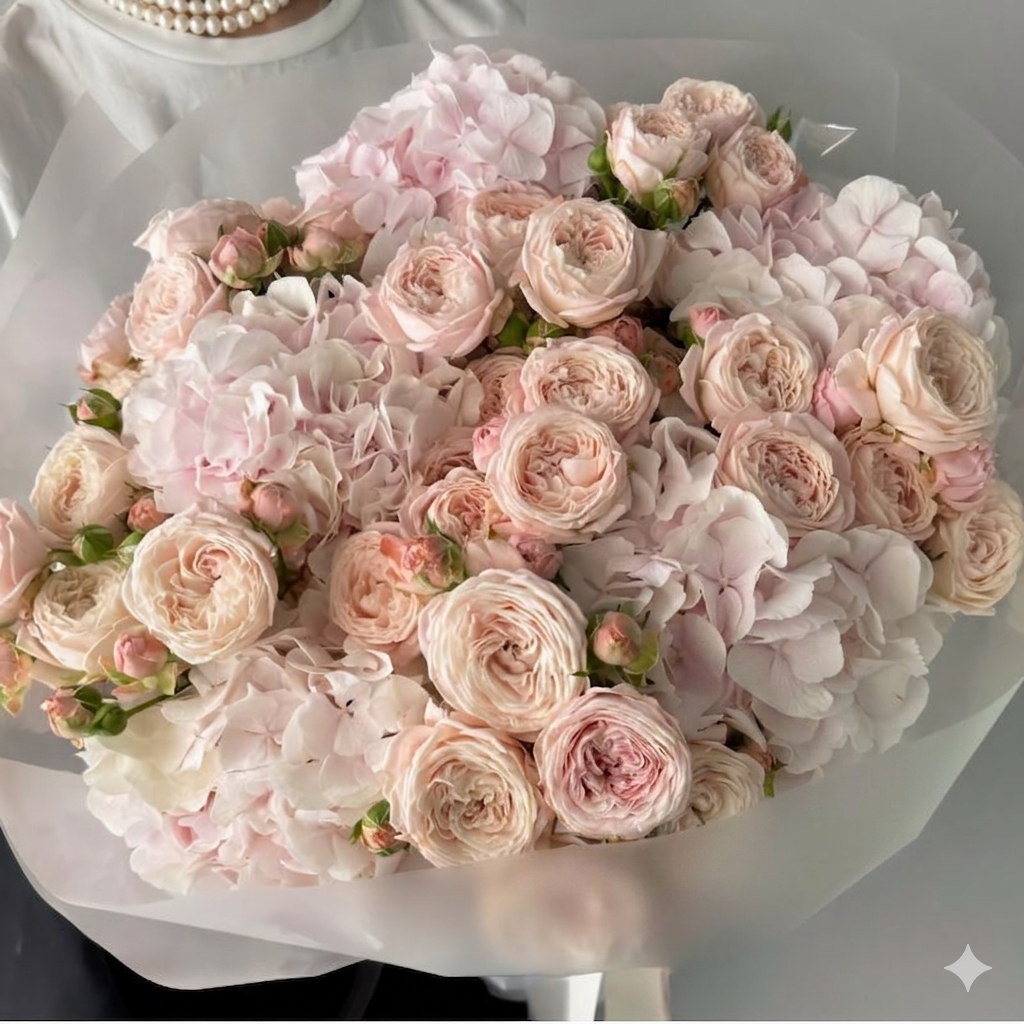Peony Roses with Hortenzie