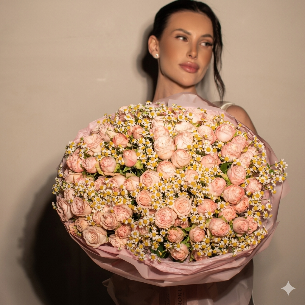 Bouquet of Roses and Daisies