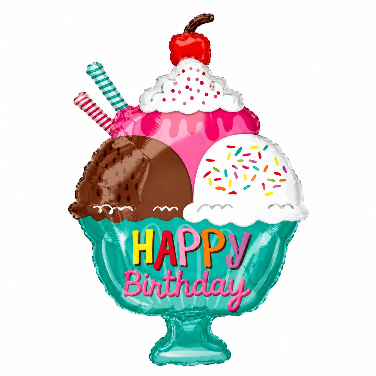 Foil Balloon Happy Birthday Ice Cream 38x58cm